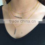 Gold Silver Three Layered Simple Chain Necklace Beaded Pendant Necklace thumbnail-2