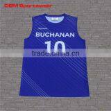 Blue Color Custom Men Sublimation Printed Tank Top thumbnail-1