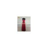 Detachable Spaghetti Strap And Off Shoulder Wine Red Long Bridesmaid Dress thumbnail-4