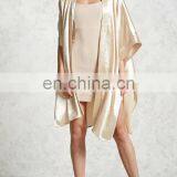Fashion Womens Plain Satin Kimono With Draped Open-front thumbnail-4