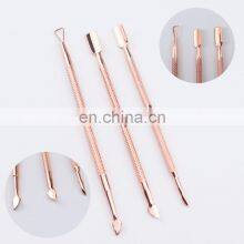 Wholesale Professional Custom Logo Rose Gold 410 Stainless Steel Cuticle Remover Nail Pusher thumbnail-2