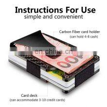 2021 New Minimalist Carbon Fiber Card Case With Money Clip Aluminum Wallet Metal Rfid Credit Card Holder Wallet Rfid Blocking thumbnail-4