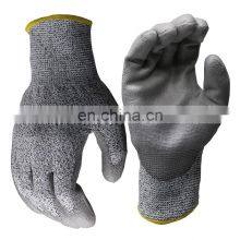 HPPE Anti-Cut Level 5 Protection Safety Work Cut Resistant Gloves with PU Coated Palm