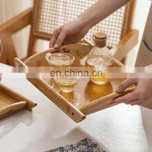 Top Kitchen Bamboo Square Tray Wooden Bed Table Tray Special for Breakfast Serving Bamboo Wood Tray With Handles thumbnail-4