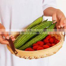 Handmade Basket Round Bamboo Storage Basket Bamboo Wicker Platter Tray Wholesale thumbnail-4