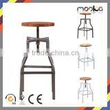 Timber Seat Swivel Turner Industrial Bar Stool thumbnail-1