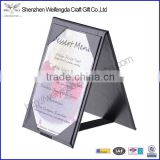 Black PU Leather Double Sided Table Tent Menu Holder