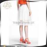 Hot! 2016 Wholesale Fashion White Midi Skater Skirt With Mesh Insert thumbnail-1