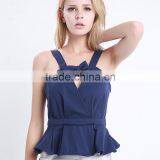 Wrap Chest Singlet Fishtail T-Shirt With Bow Sexy Naked Back Women Tops Summer Clothing OEM Type Factory From Guangzhou thumbnail-1