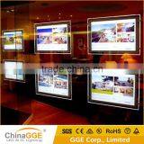 Slim Indoor Wall Hanging Backlit Crystal Advertising Light Box Window Display Real Estate Light Pockets thumbnail-1