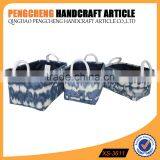 Fashion Cotton Handle Blue Color for the Set Three Storage Boxes