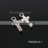 Retro stylish white copper cute crystal cross rhinestone pendant