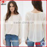 New Collection Loose Long Sleeved Chiffon Blouse Women thumbnail-1