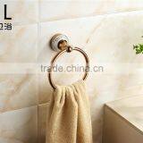 Simple Fashion Design Zinc Alloy Ceramic Rose Gold Bathroom Accessory Set Round Towel Ring