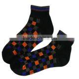GSS-101 Haining GS Custom Full Terry Black Orange Gray Chequer Design Funky Cotton Men Ankle Sport Socks thumbnail-1