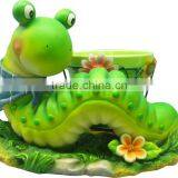 Resin Caterpillar Figurine With Ceramic Flower Pot Flower Planter thumbnail-1