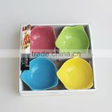 Promotional set of 4 colorful animal shaped stoneware tapas bowl