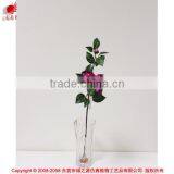High Quality Indoor Artificial 2 Flowers 2buds Camellia Flowers thumbnail-1