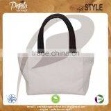 12 OZ Natural Canvas Tote Bag With Polyester Lining & With PU Padded Handles Bottom thumbnail-3