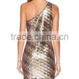 2015 Women's One-shoulder Paillette Brief Paragraph Sleeveless Backless Evening Dress HSD482121 thumbnail-4