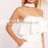 2017 Playsuit in Women's Pant With White Choker Neck Frill Bandeau Playsuit thumbnail-4