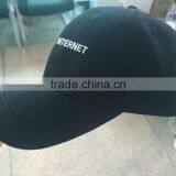 Black Cotton Cap in White Embroidery Logo With Six Embroidery Holes thumbnail-1