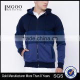 Men Blue Colourblocked Hooded Sweatshirt 2 Pockets Zip Closure Straight Hem Hoodies 100 Percent Cotton Soft Warm Comfort Sweater
