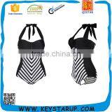 White and Black Tight Swimsuit Women thumbnail-1