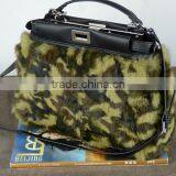 Handmade Lady Bag Leather Tote Bag For Women, Rabbit Fur Lady Handbag thumbnail-2