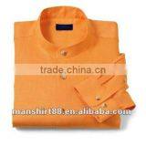 2016 Latest Style Men 100% Linen Band Collar Long Sleeve Sport Casual Shirt thumbnail-3