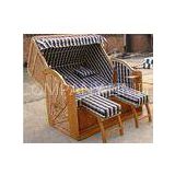 Outdoor PE Rattan Roofed Beach Chair & Strandkorb With Wood And Rattan Frame