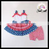 2016 New Designs Navy Pentagramme July 4th Baby Clothes Wholesale Independence Day Kids Wear Boutique Girl Clothing