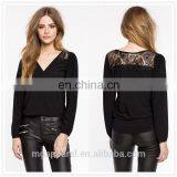 OEM Cheap Women Fancy Sexy Long Sleeves Black Chiffon Blouse thumbnail-1