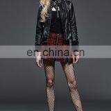 Red Tartan Pleated Mini Skirt With Spikes and Zippers Q-250 Punk Rave thumbnail-5