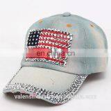 Jean Snapback Hat Cap Baseball Hat Cap Women Bling Hats Retro Distressed Crystal Blue Denim Men Hat Cap thumbnail-2