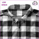 Mens Black White Check Pattern Cotton Shirt Long Sleeve Thick Flannel Shirt thumbnail-5