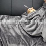 Extra soft flannel fleece blanket with sleeves,warm cozy adult TV blanket wrap throw blanket for sofa couch