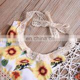 2pcs Set Summer Yellow Girls Clothing Set Toddler Infant Baby Sunflower Backless Tops+Shorts Dot Briefs Outfits Set thumbnail-4