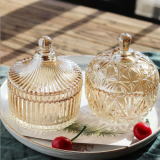 AmberCrystal Glass Storage Jar Lids Candy Jar Glass Container Cookie Jar Cotton Swab Box Household Decoration thumbnail-5