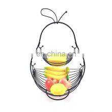 Farmhouse Home Storage Kitchen Food Fruits Organizer Egg Mesh Wire Rack Metal 2 Tier Fruit Basket thumbnail-1