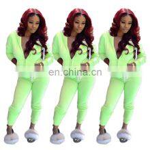 Manufacturers Wholesale Plus Size Women's Spring and Autumn Home Wear Casual 2-piece Suit Custom Sports Suit S-5XL thumbnail-4