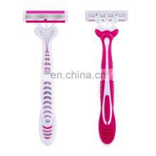 Triple Blades Disposable Razor For Women Stainless Steel Blades Rubber Handle Safety Razor Ladies Bikini Razor CM3-01P thumbnail-2