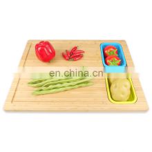 Bamboo Cutting Board With 4 Collapsible Silicone Food Storage Containers thumbnail-4