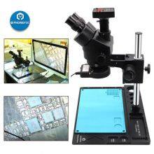 3.5X-90X Black Trinocular Stereo Zoom Microscope Camera for Phone PCB Soldering thumbnail-2
