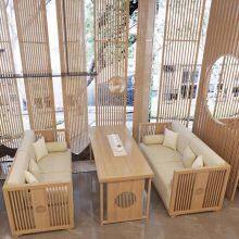 Tea House Booth Table Solid Wood Sofa Combination thumbnail-3