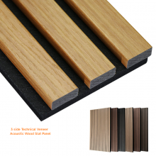 Wholesale Modern Wooden Acoustic Slat Wall Panel With 90% Noise Reduction Fireproof for Living Room Decoration thumbnail-1