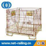 Warehouse folding stackable storage wire mesh containers for PET Preform