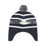OEM Custom Black and White Stripe Hats for Kids Winter Hat thumbnail-3