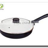 Nonstick Ceramic Coating Deep Fry Pan Wok With Glass Lid Wok thumbnail-2