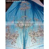 blue caftan fabric with rhinestones(NEX-039)